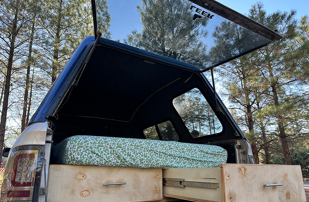 Truck with built in bed and drawers