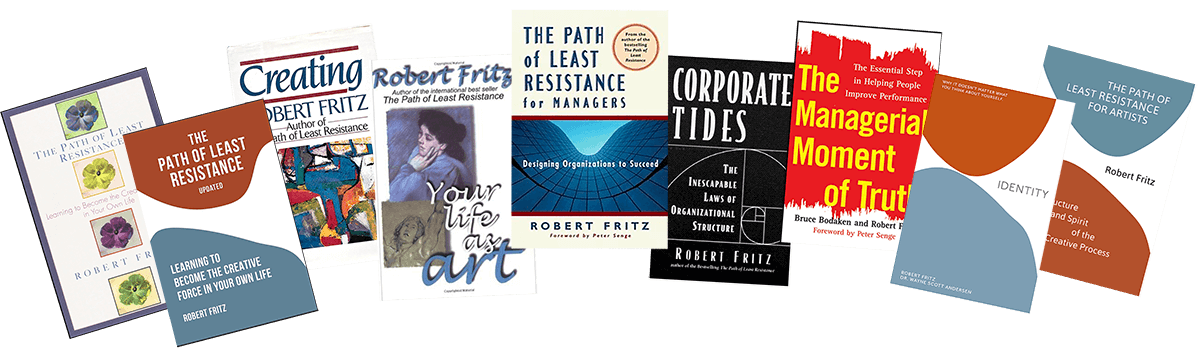 bookfan71200-tiny Some books by Robert Fritz including, The Path of Least Resistance, Creating, Your Life as Art, Path of Least Resistance for Managers, Corporate Tides, The Managerial Moment of Truth, Identity, and The Path of Least Resistance for Artists